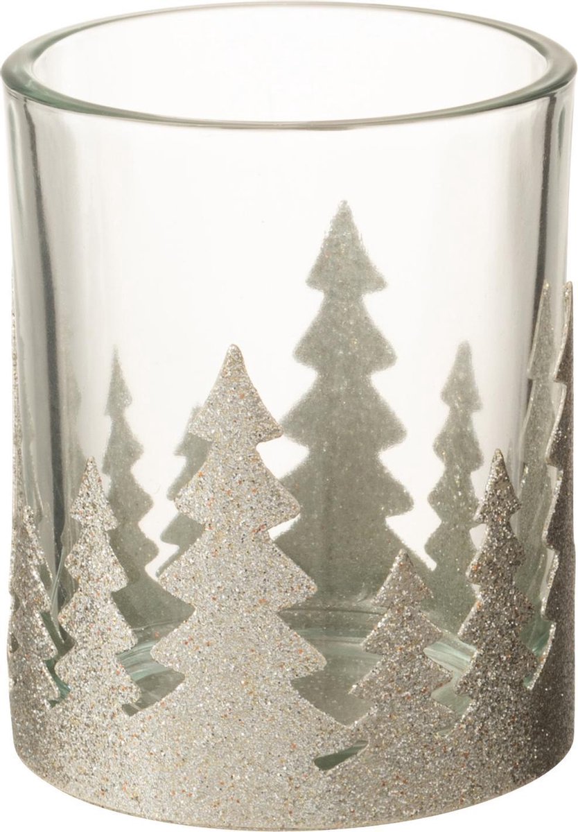 J-Line T-Lichthouder Kerstbomen Metaal Glitter Zilver Large
