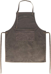 Schort | BBQ | Koksschort | PU leer | Canvas | Grijs | Verstelbaar | Vaderdag | Cadeautip