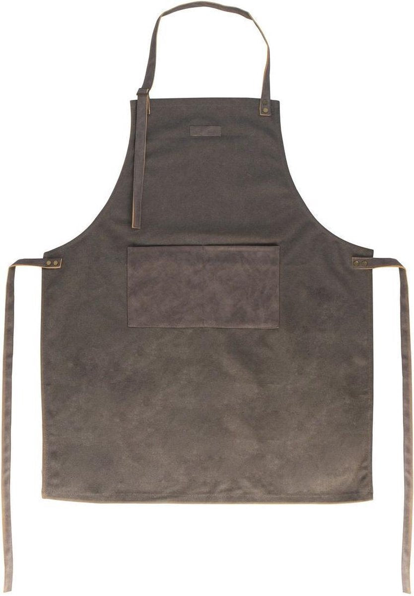 Schort | BBQ | Koksschort | PU leer | Canvas | Grijs | Verstelbaar | Vaderdag | Cadeautip