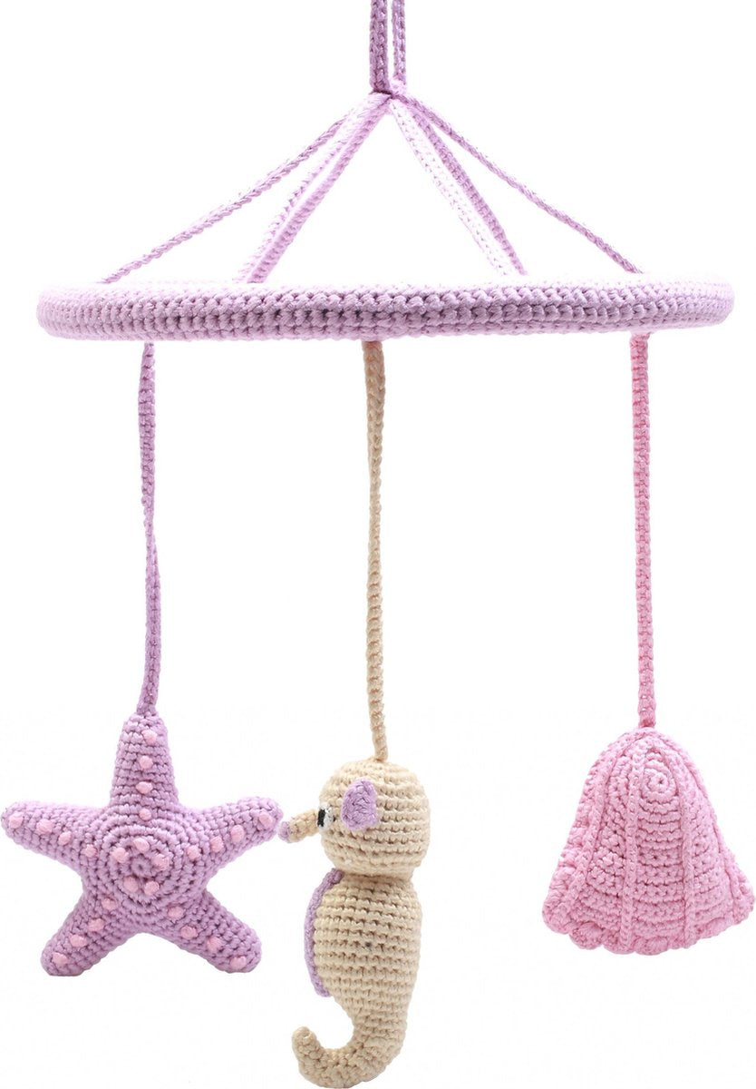 Naturezoo Mobiel Zeedieren Gehaakt Junior 24 Cm Roze/beige