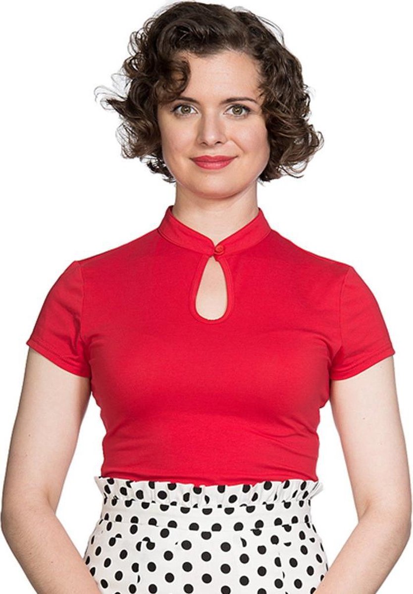 Banned Mandarin Collar 40's Top Rood