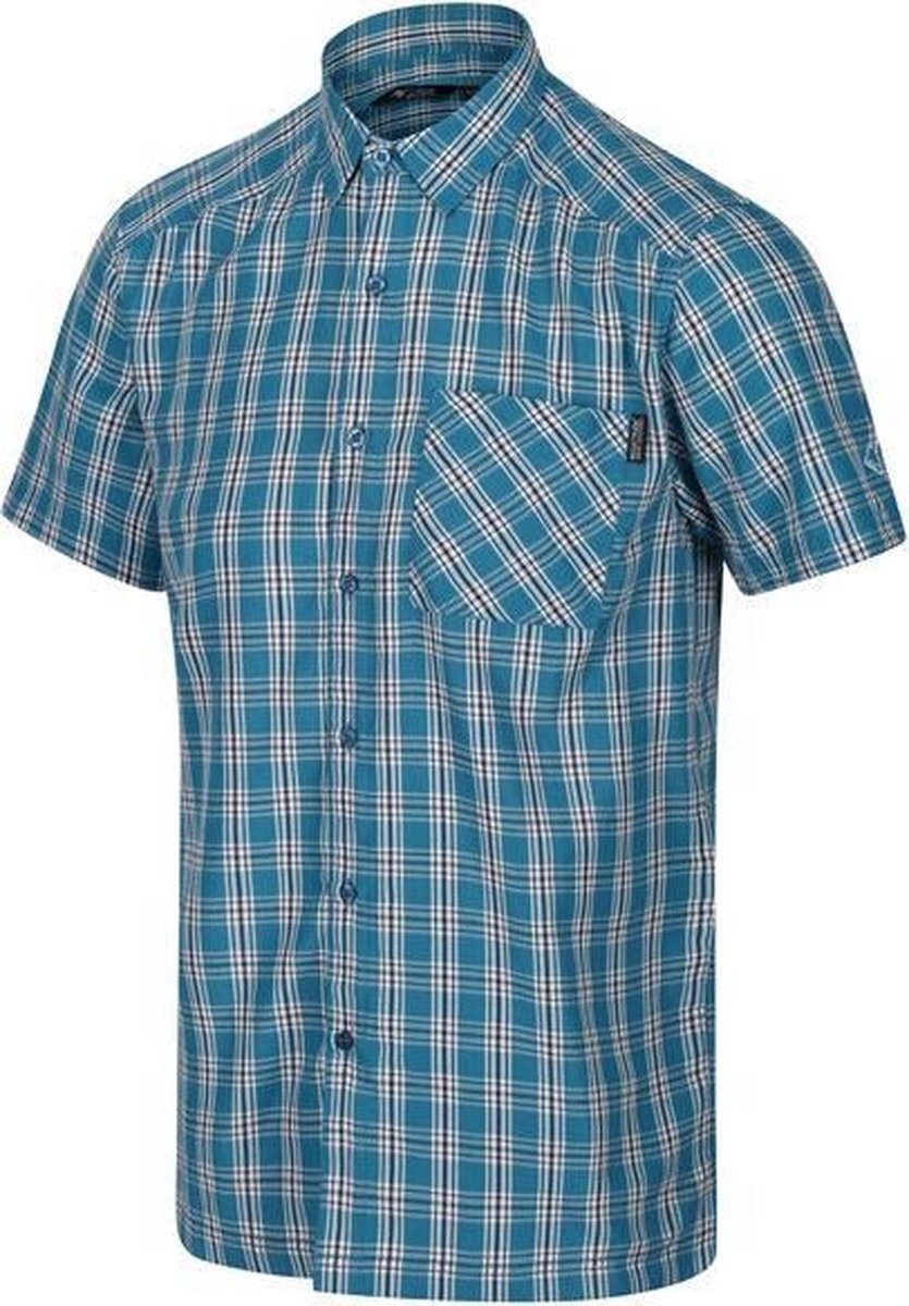 Regatta - Men's Mindano V Short Sleeved Checked Shirt - Outdoorshirt - Mannen - Maat L - Blauw