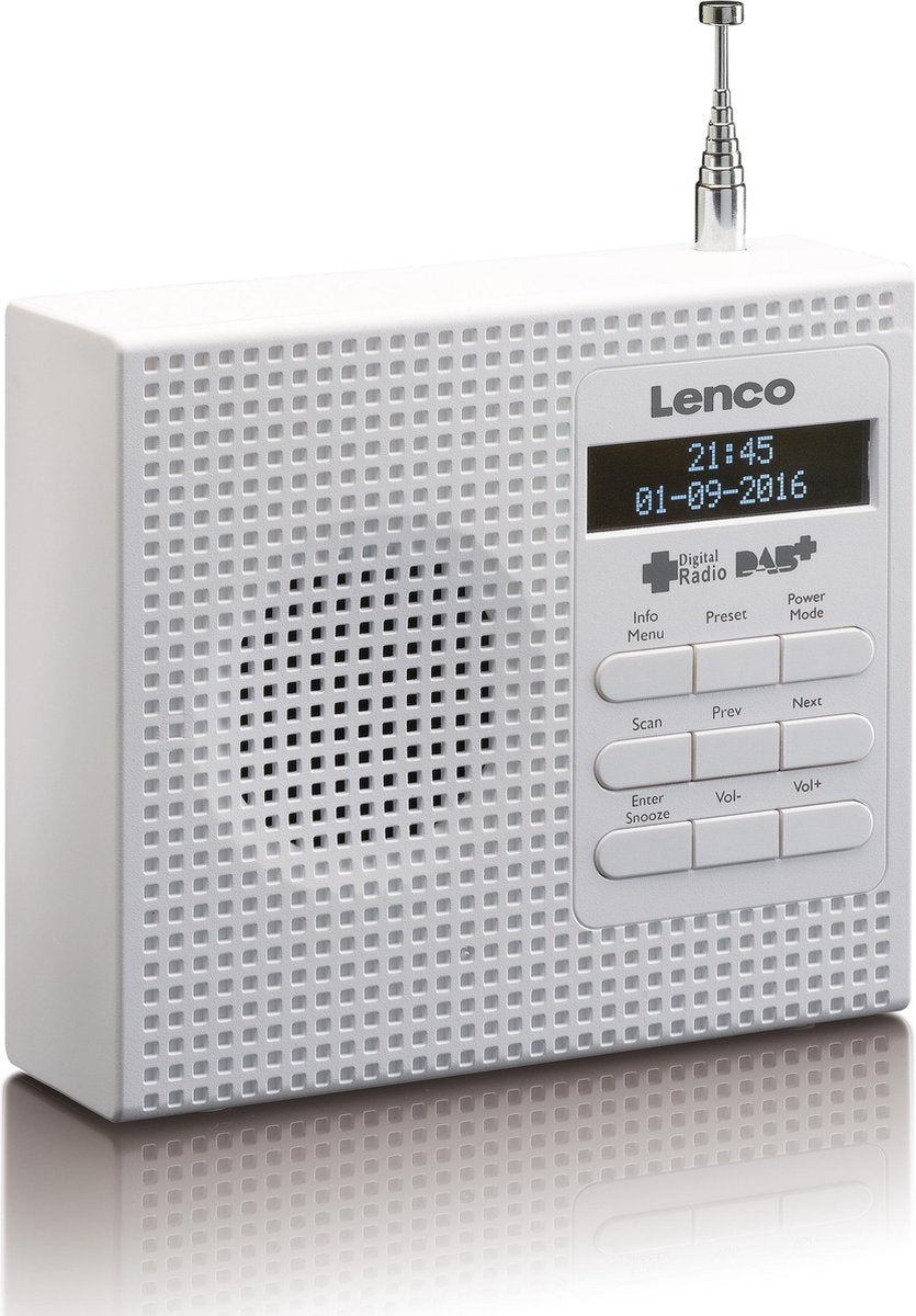 Lenco PDR-020WH - Draagbare Radio DAB+ FM radio met wekkerfunctie - Wit