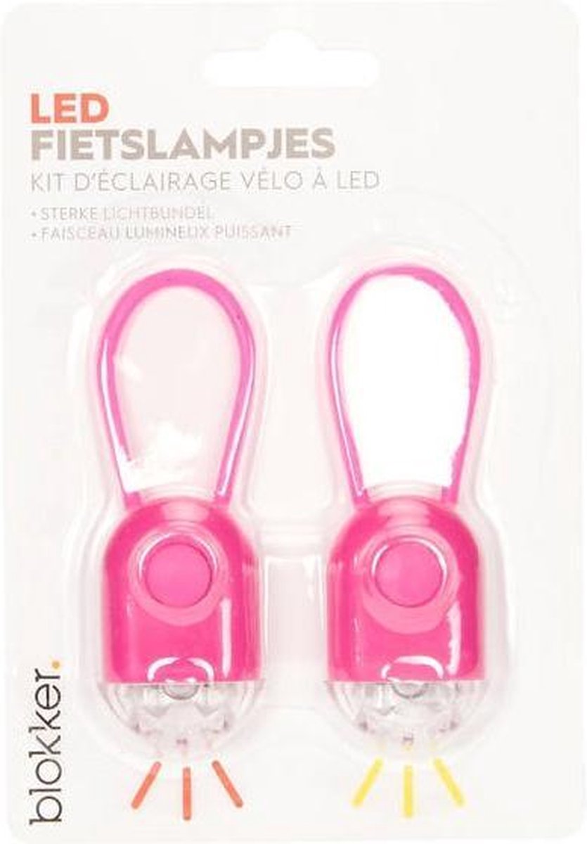 Blokker. LED Roze Fietslampjes Voor- en achterlicht