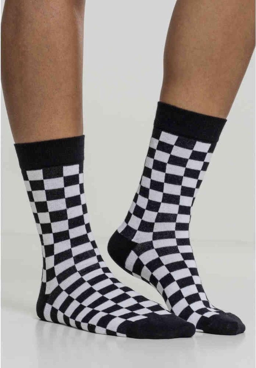 Urban Classics Sokken -39/42- Checker 2-Pack Zwart/Wit