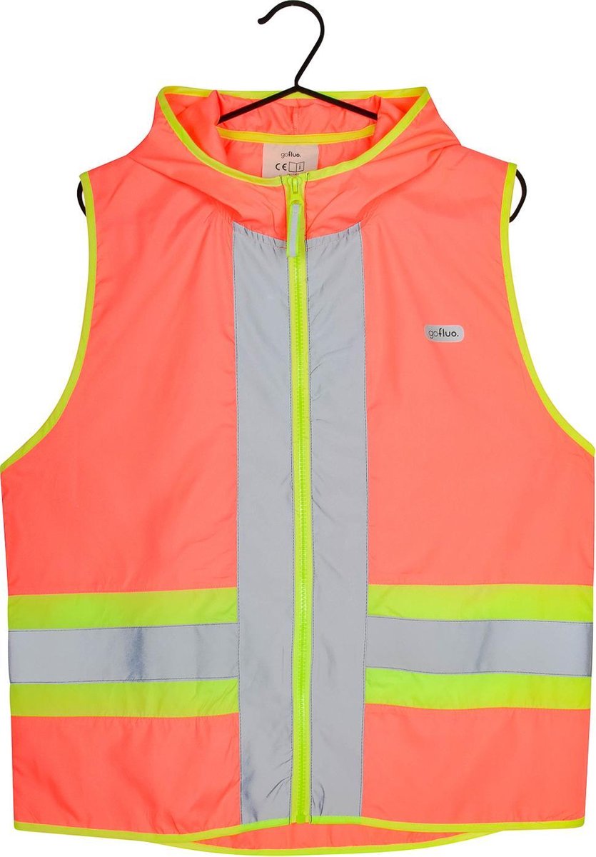 gofluo. Joy Veiligheidshesje - Reflecterend hesje - Fluoriserend - Veiligheidsvest - Lichtgewicht - Reflectie jas - Zichtbaarheid in het donker - Veilig de weg op - Koraal - 128