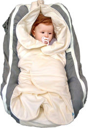 Wallaboo Babydeken Fleur -  Handige wikkeldeken en wrapper - 100% zacht  katoen - past in een autostoel - 85 * 85 cm - Ecru