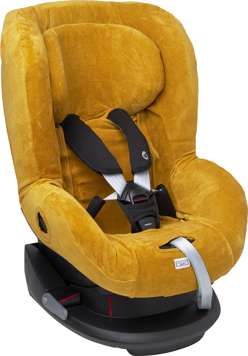 Meyco autostoelhoes Velvet - honey gold - groep 1 met hoofdsteun