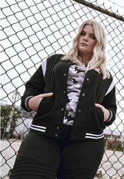 Urban Classics College jacket -4XL- Inset Zwart/Wit