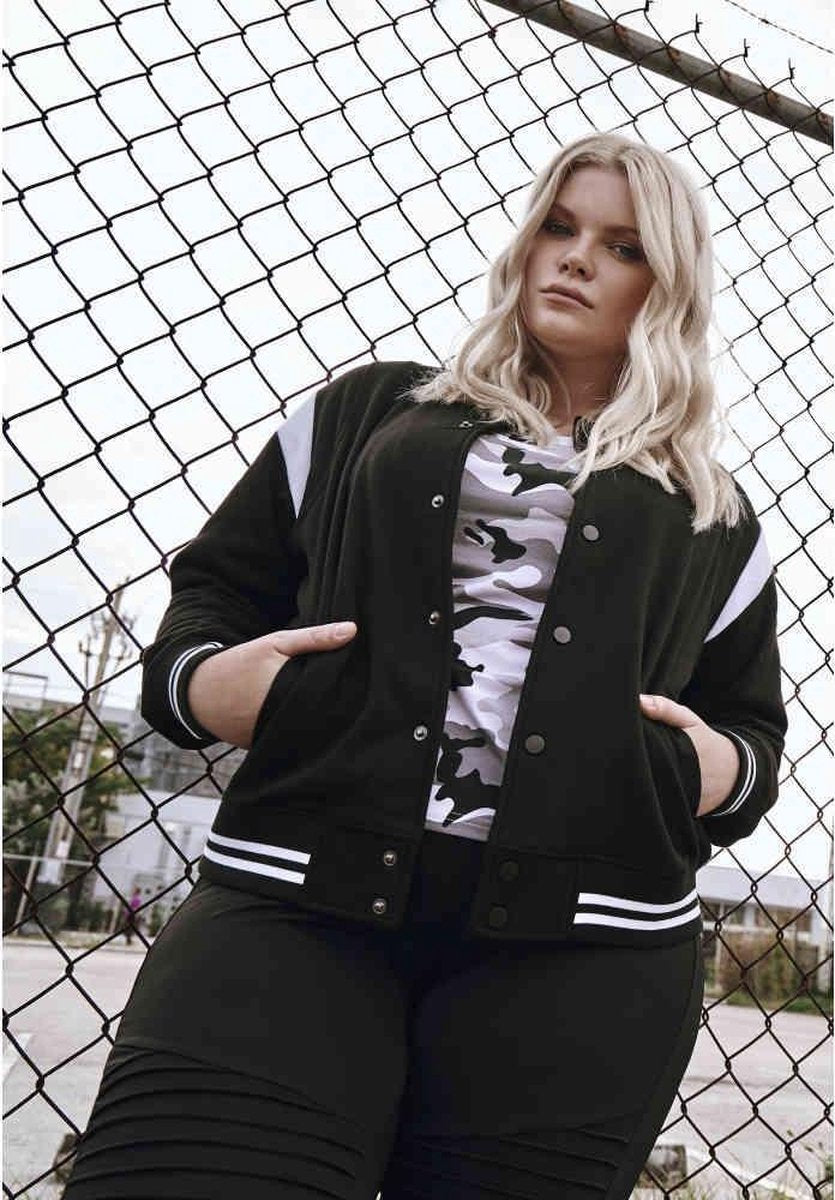 Urban Classics College jacket -4XL- Inset Zwart/Wit