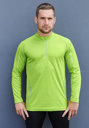 Herensportshirt - lange mouwen - lime - maat XL