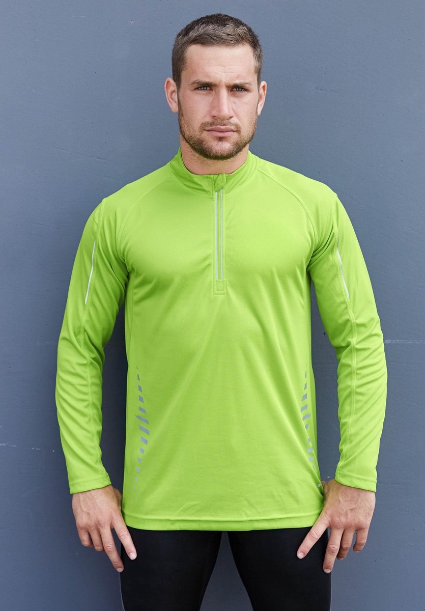 Herensportshirt - lange mouwen - lime - maat XL