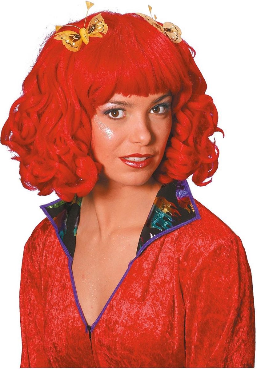 Vlinderpruik met krullen rood