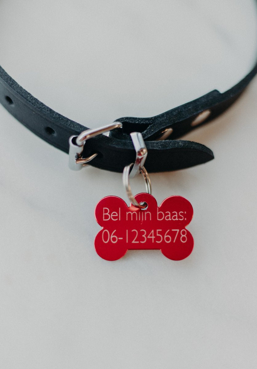 Hondenpenning groot rood | 2 zijden graveren | 40x28 mm