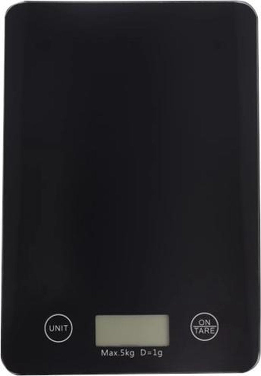 Keukenweegschaal - Digitaal - max 5kg - Verschillende Meeteenheden - ZWART - Incl Batterij