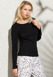 Dames BIO T-shirt met lange mouw Zwart Maat M