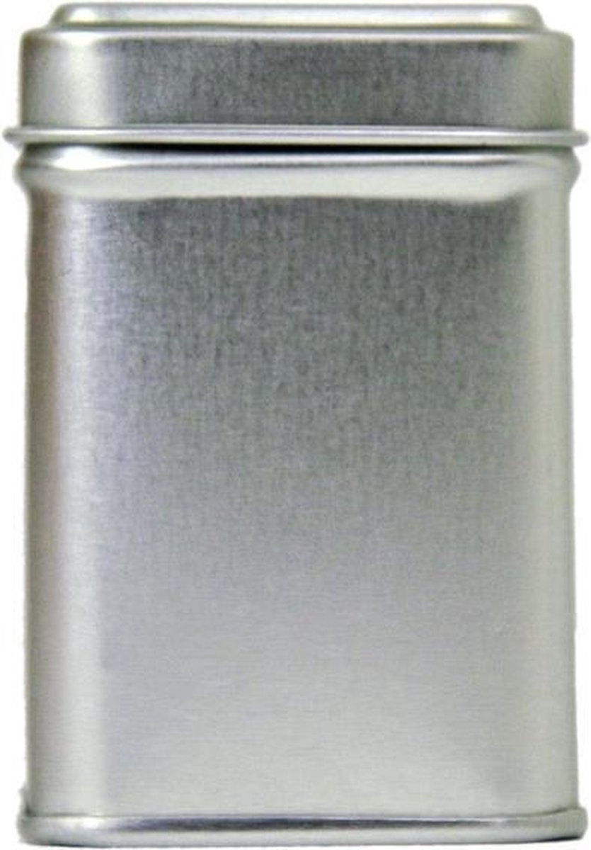 Shamila Theeblik voor losse thee - zilver - vierkant - 250 gram
