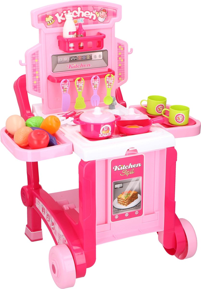 Eddy Toys keukenspeelset - 40-delig - rolkoffer/ keuken met veel accessoires