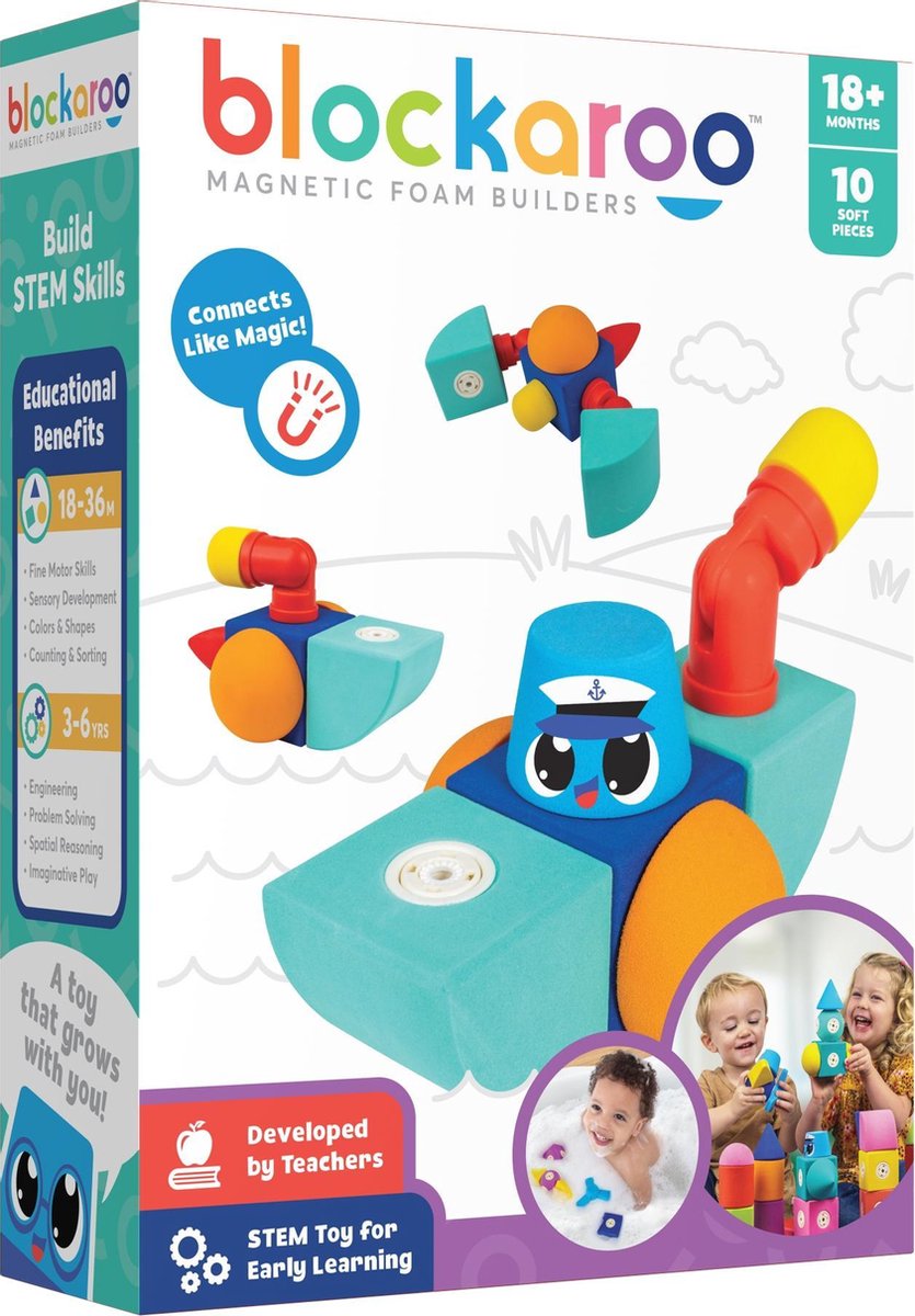 Blockaroo boot box-10 stuks-magnetisch speelgoed-peuter speelgoed-speelgoed 1 jaar/2 jaar/3 jaar-badspeelgoed