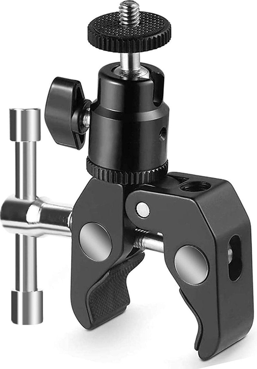 Garpex® Photography Accessories 360 Ball Head Super Clamp Mount for LCD Field Monitor/ Flash/Gopro/Action Camera