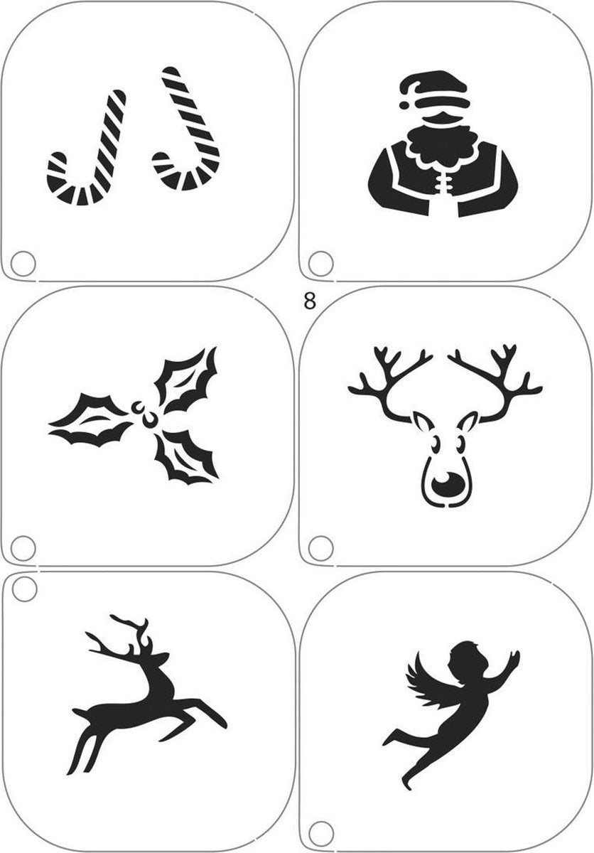 schminksjablonen - kerst - 6 assorti