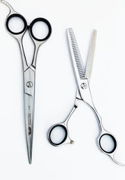 Beautytools PREMIUM SET Professionele Hondenschaar Gebogen (7.5 inch) + Uitdunschaar voor honden (incl. opberghoes)