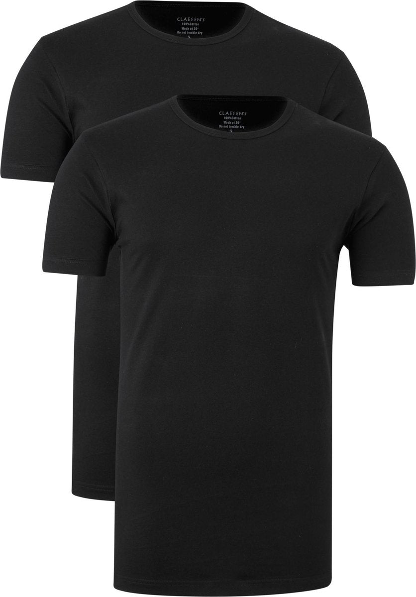 Claesen's Basics T-shirts (2-pack) - heren T-shirts O-hals - zwart -  Maat: XXL