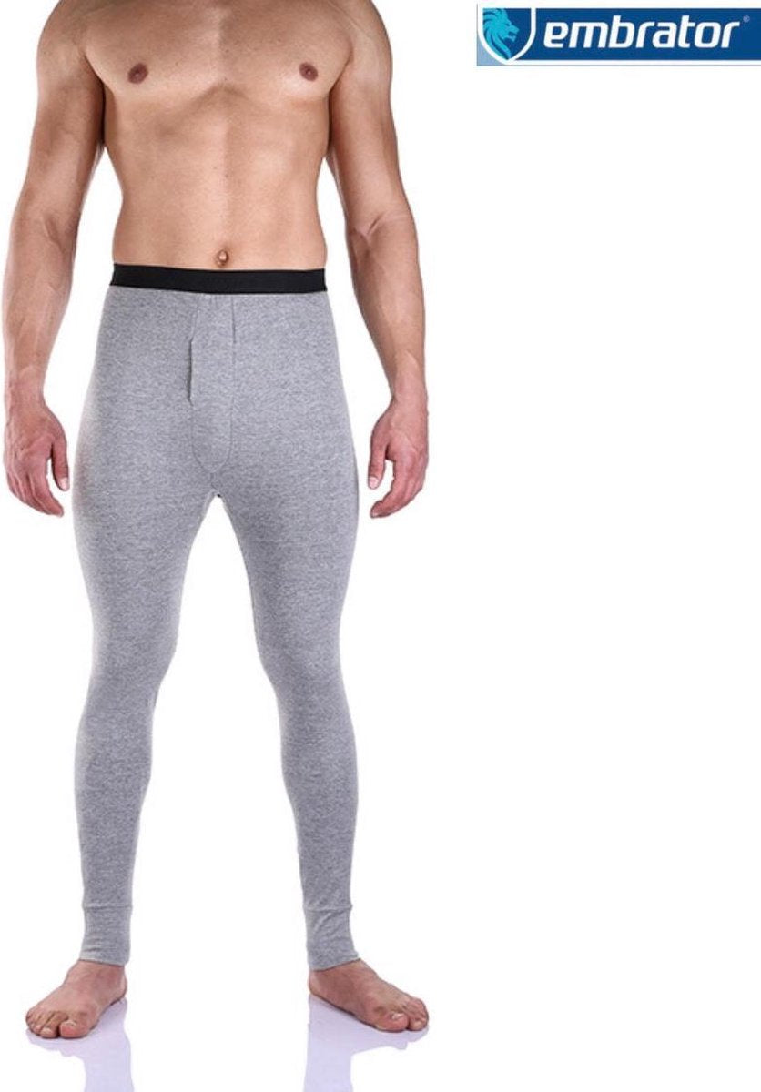 Embrator mannen Boxershort Thermo lang licht grijs melange maat 4XL