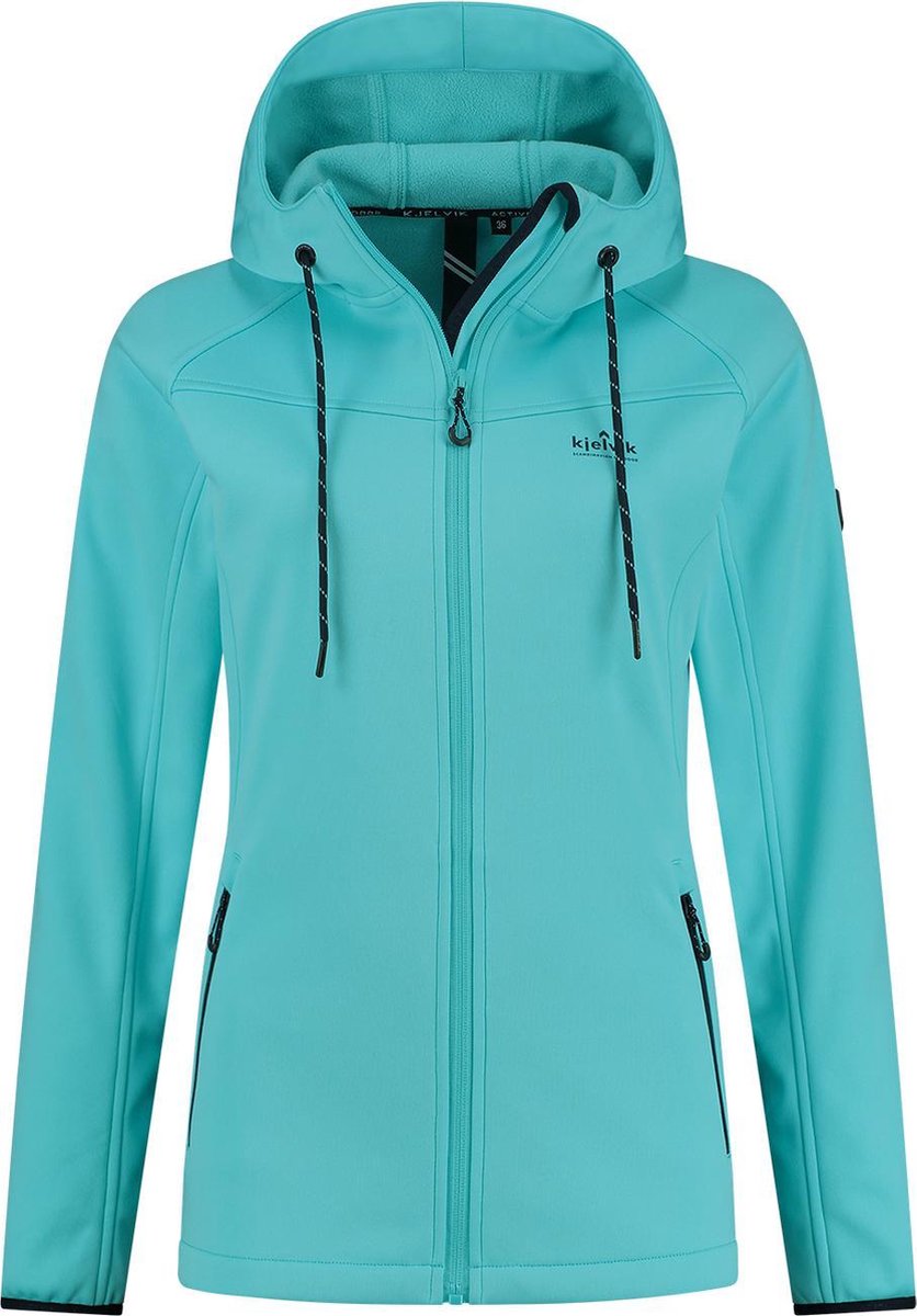 Kjelvik dames softshell jas Hilary - Aqua - Maat 50 - Winddicht en waterafstotend - Ademend materiaal