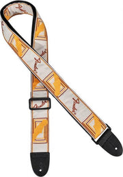 Fender Monogrammed Strap White Brown Yellow gitaarband
