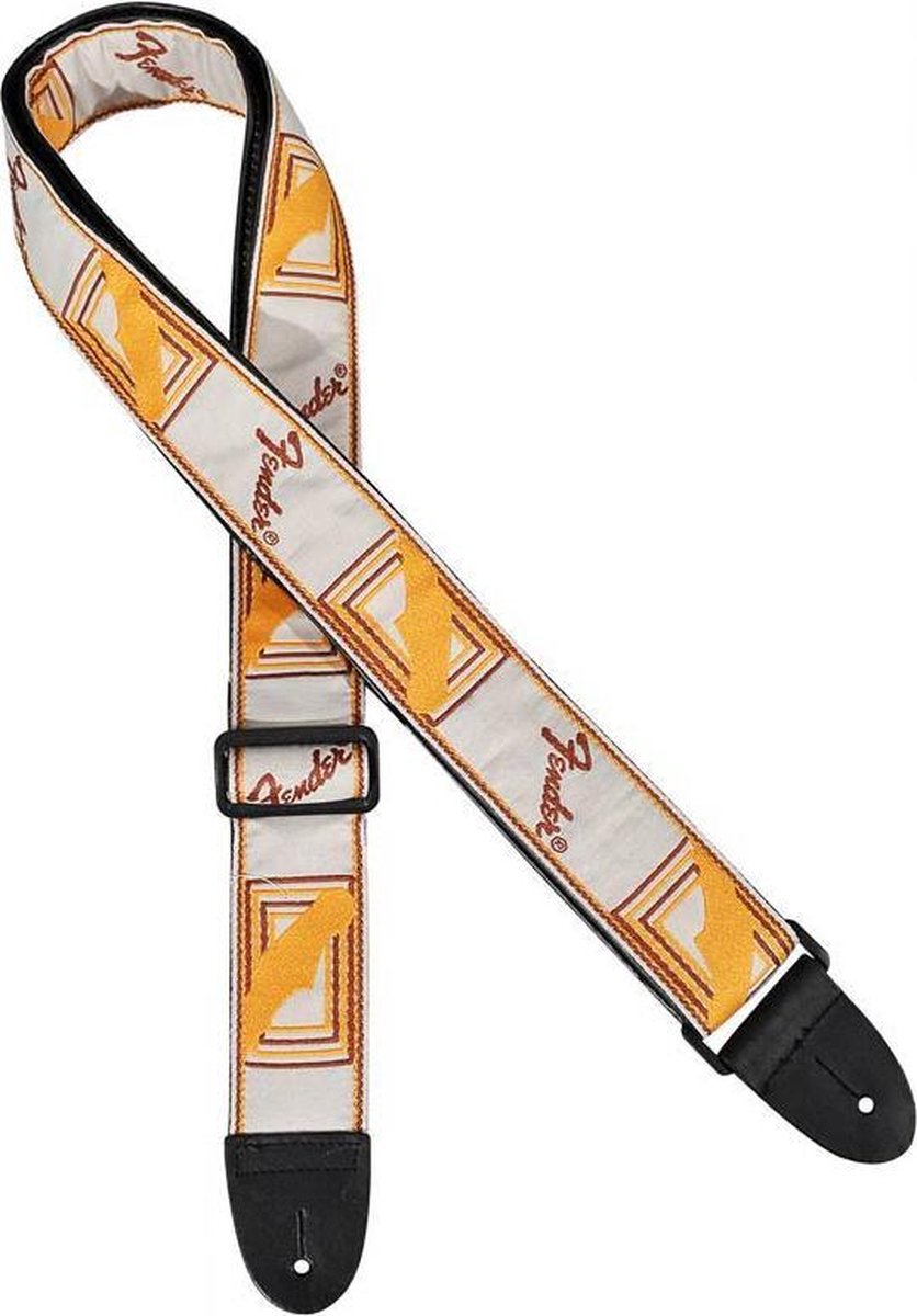 Fender Monogrammed Strap White Brown Yellow gitaarband