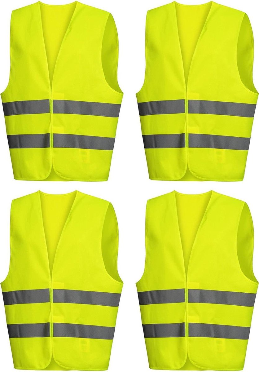 Doodadeals® | Veiligheidshesje Volwassenen | Veiligheidshesjes Auto | Reflecterend Hesje | Volwassenen | Geel | 4 Stuks