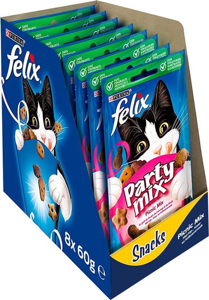Felix Party Mix - Kattensnacks Picnic Mix - 8 x 60g