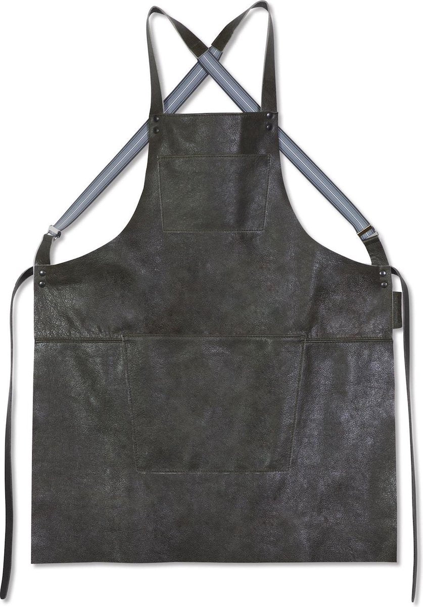 Dutchdeluxes - (Volnerf) Lederen Suspender Schort - Vintage Grijs
