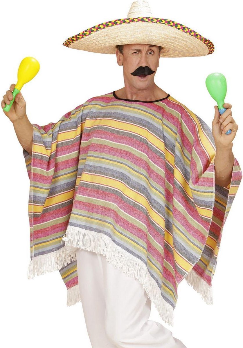Veelkleurige Mexicaanse poncho voor volwassenen - Verkleedkleding