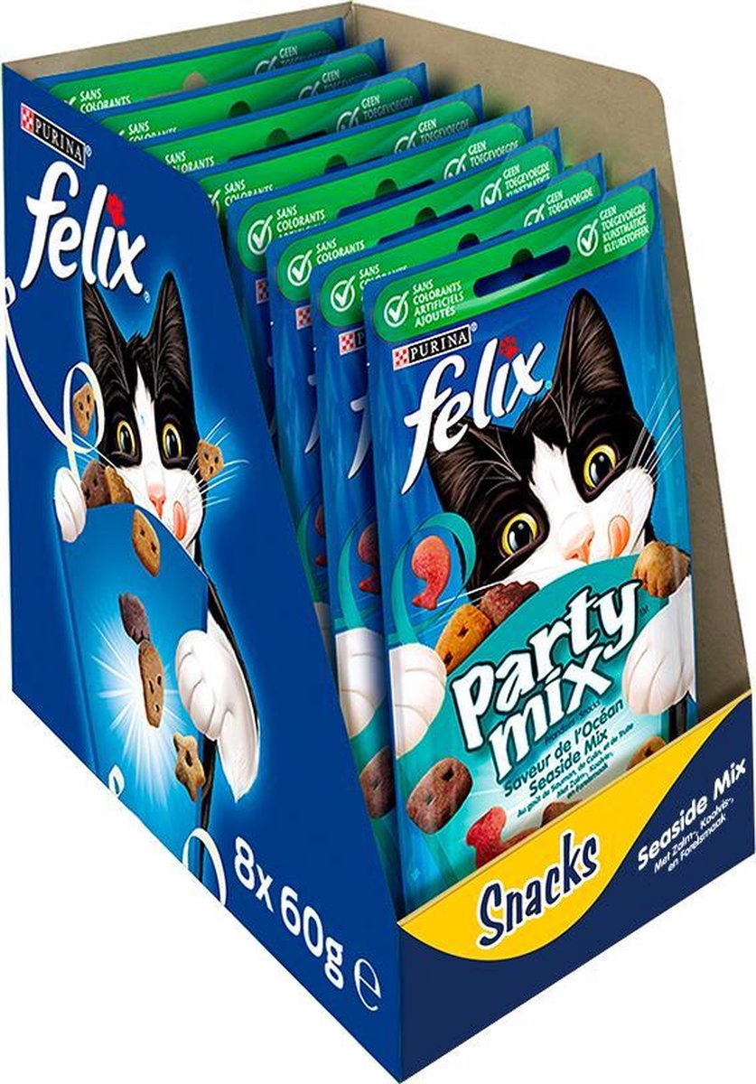 Felix Party Mix - Kattensnacks Seaside - 8 x 60 g