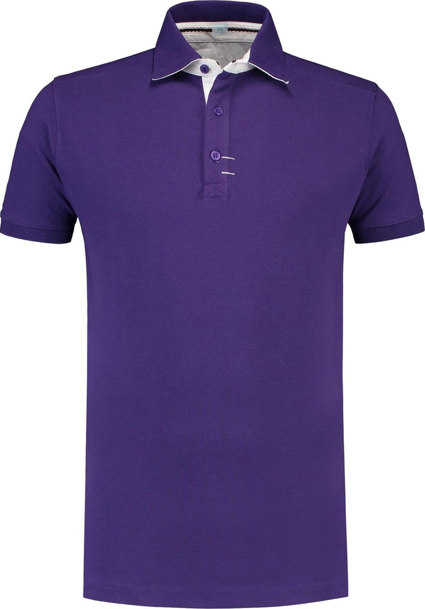L&S Polo Contrast Cot/Elast SS for him