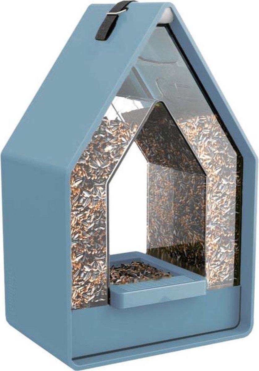 TA Emsa Landhaus Original - Vogelvoeder Dispenser - Blauw - 15 x 10 x 24 cm