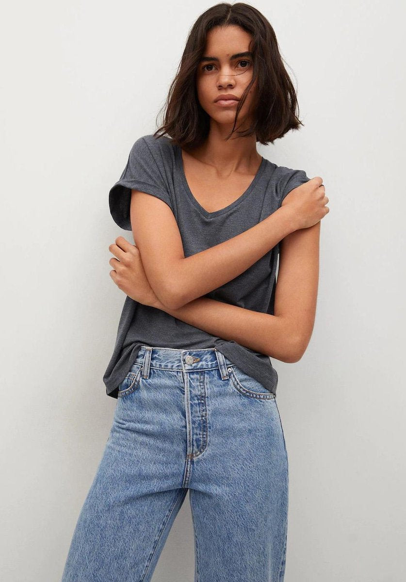 Basic T Shirt Met V Hals 17950105 91