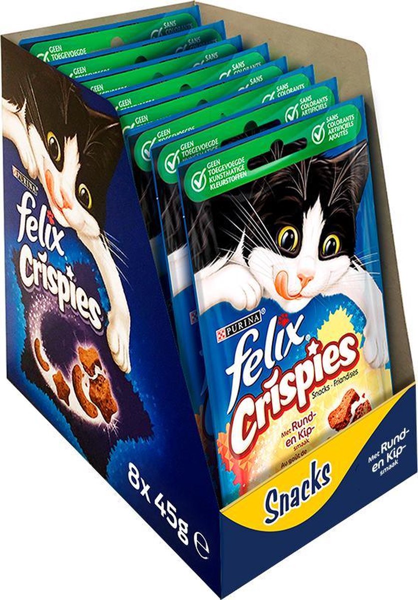 Felix Crispies - Kattensnacks Rund & Kip - 8 x 45 g