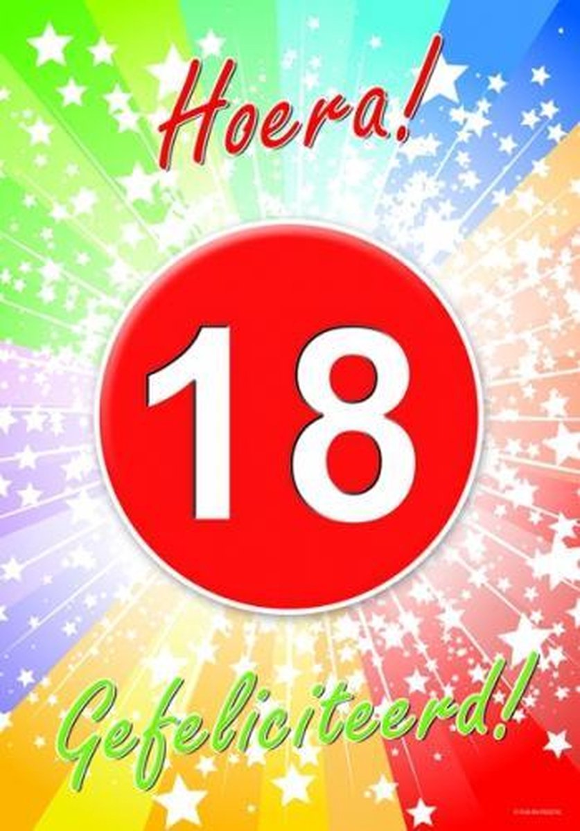 2x stuks 18 jaar poster / deurposter - 59 x 42 cm - verjaardag leeftijd feestartikelen/versiering