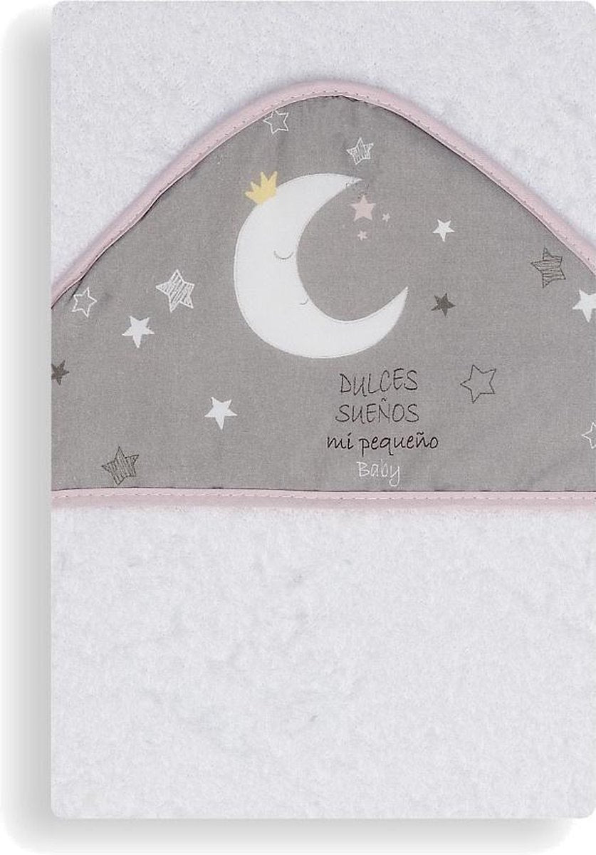Interbaby Badcape Sweet Dreams Junior 100 Cm Katoen Wit/roze
