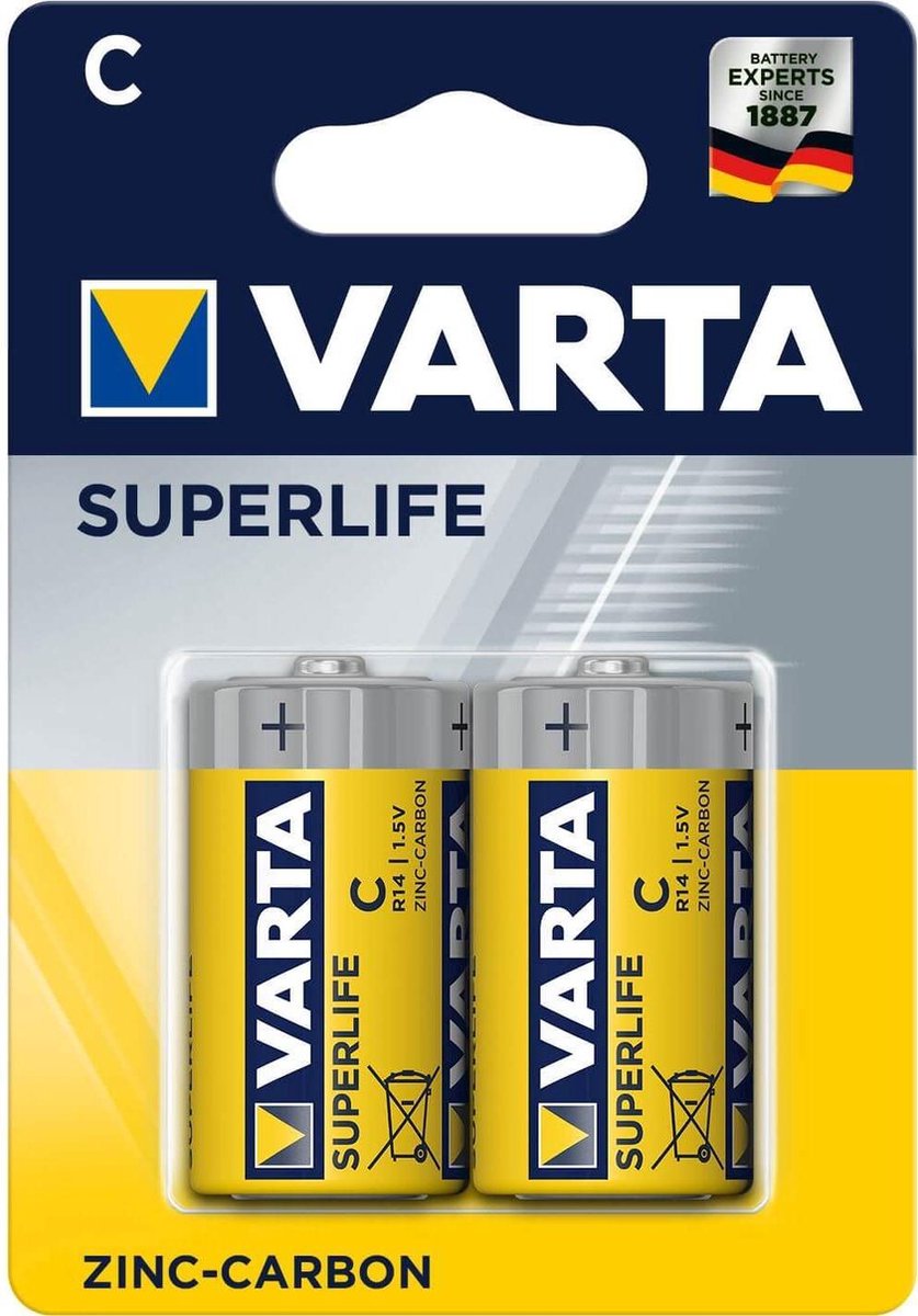 Varta Superlife C R14. Zink- Carbon. per 2. (hangverpakking)