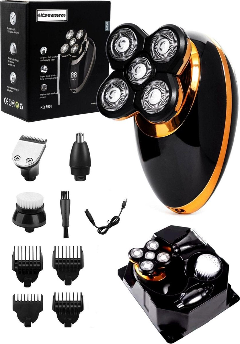 IPX7 Draadloos 5D scheerapparaat Nat en Droog Scheren/tondeuse/trimmer + Gezichtsverzorging set voor mannen en vrouwen