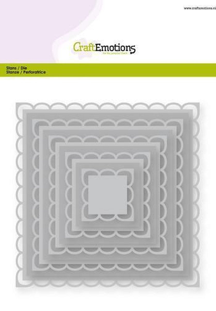 CraftEmotions Big Nesting Die - vierkanten scalop XL open Card 150x160 2