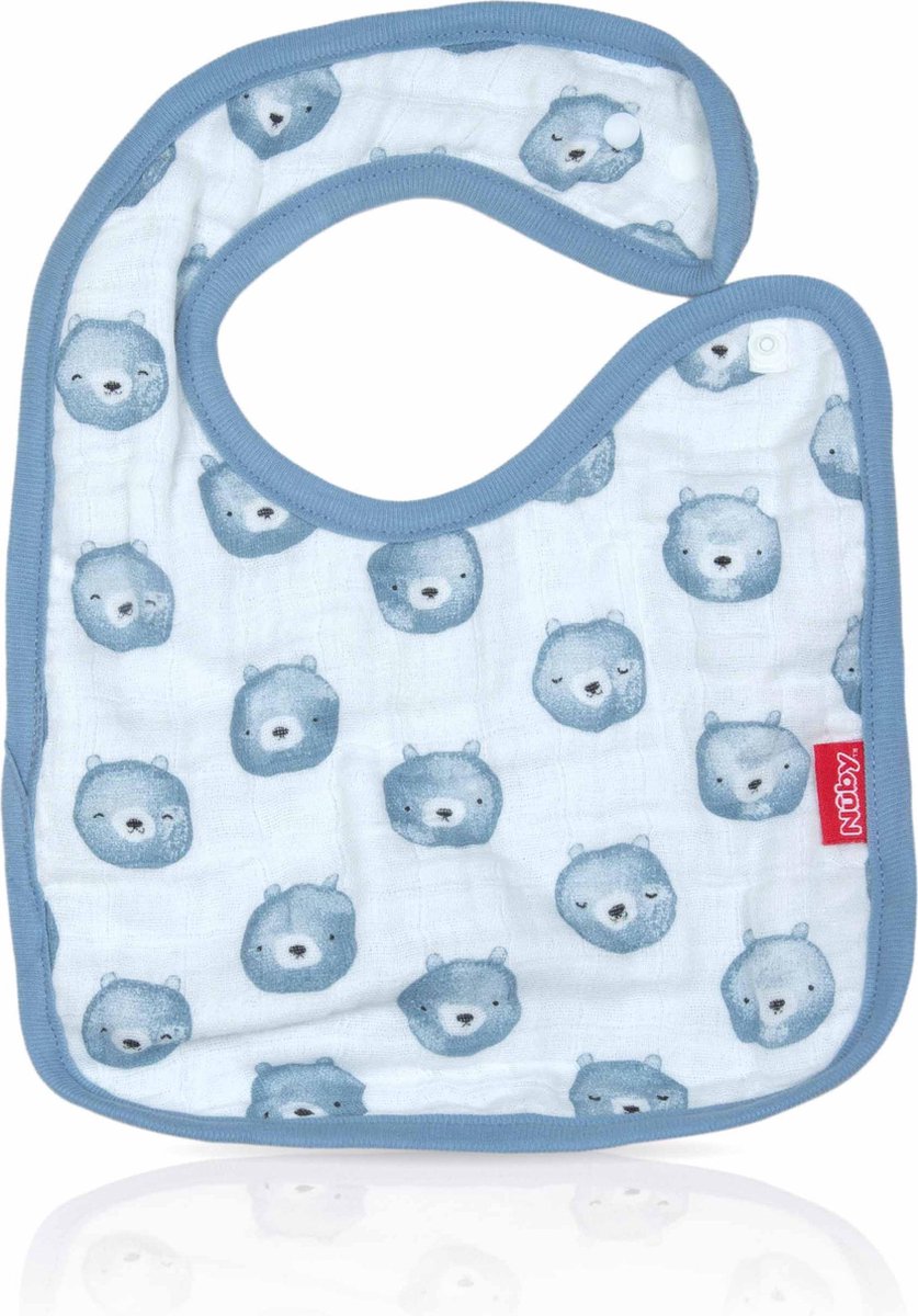 Nûby - Katoenen slabbetje met schoudersluiting - Blauw - 0m+