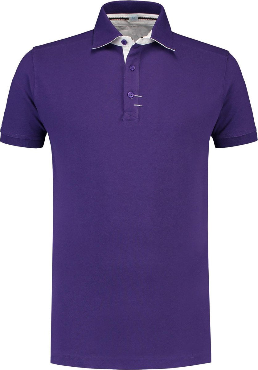 L&S Polo Contrast Cot/Elast SS for him