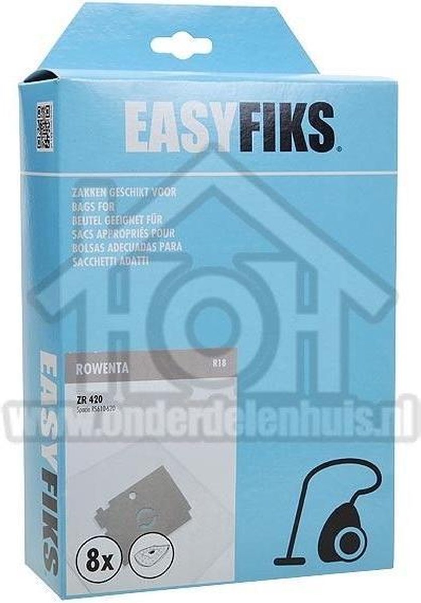 Easyfiks Stofzuigerzak Spacio Papier 8 stuks Nw Stijl RS 610-RS 620 ZR420
