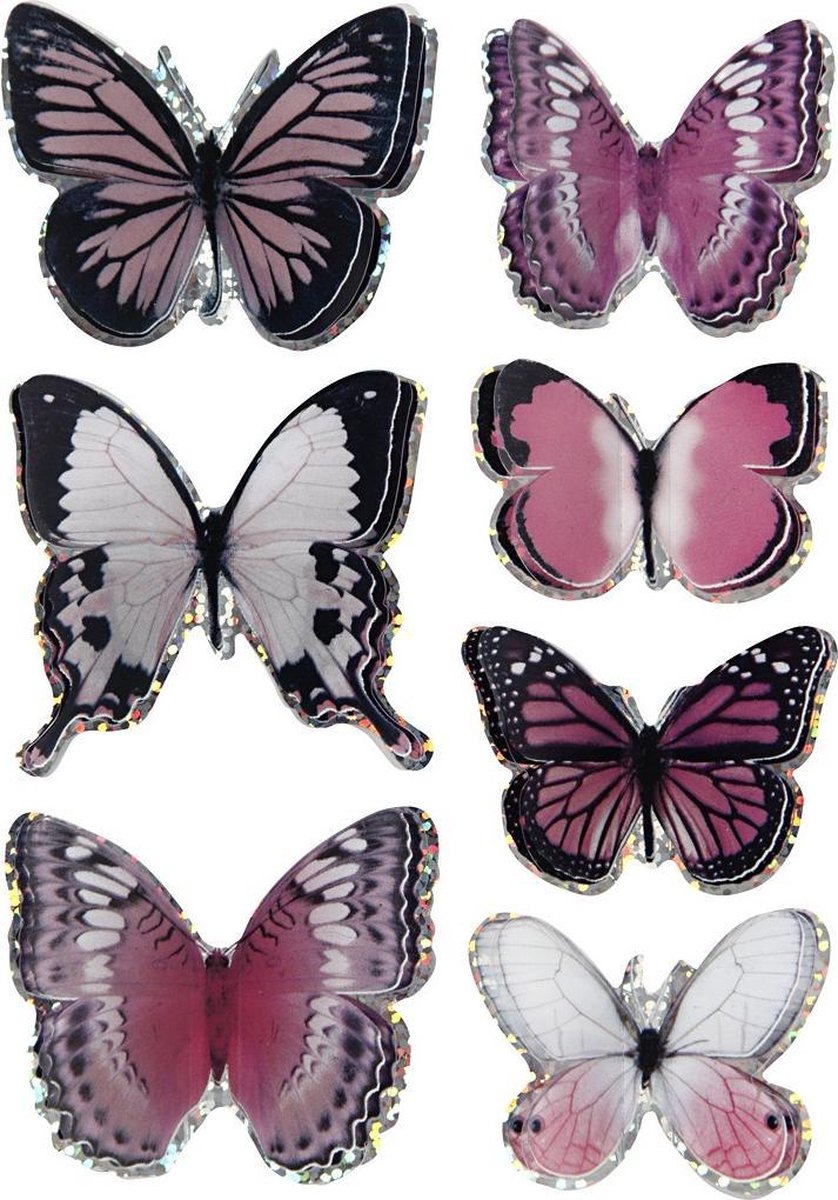 Creative 3d Stickers Vlinders Paars/roze 7 Stuks