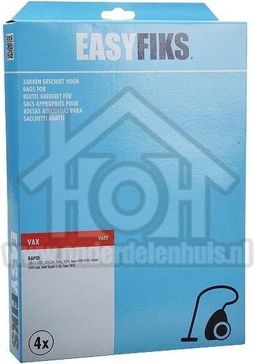 Easyfiks Stofzuigerzak Papier 4 stuks Nw Stijl 101-111-221-2000-2500